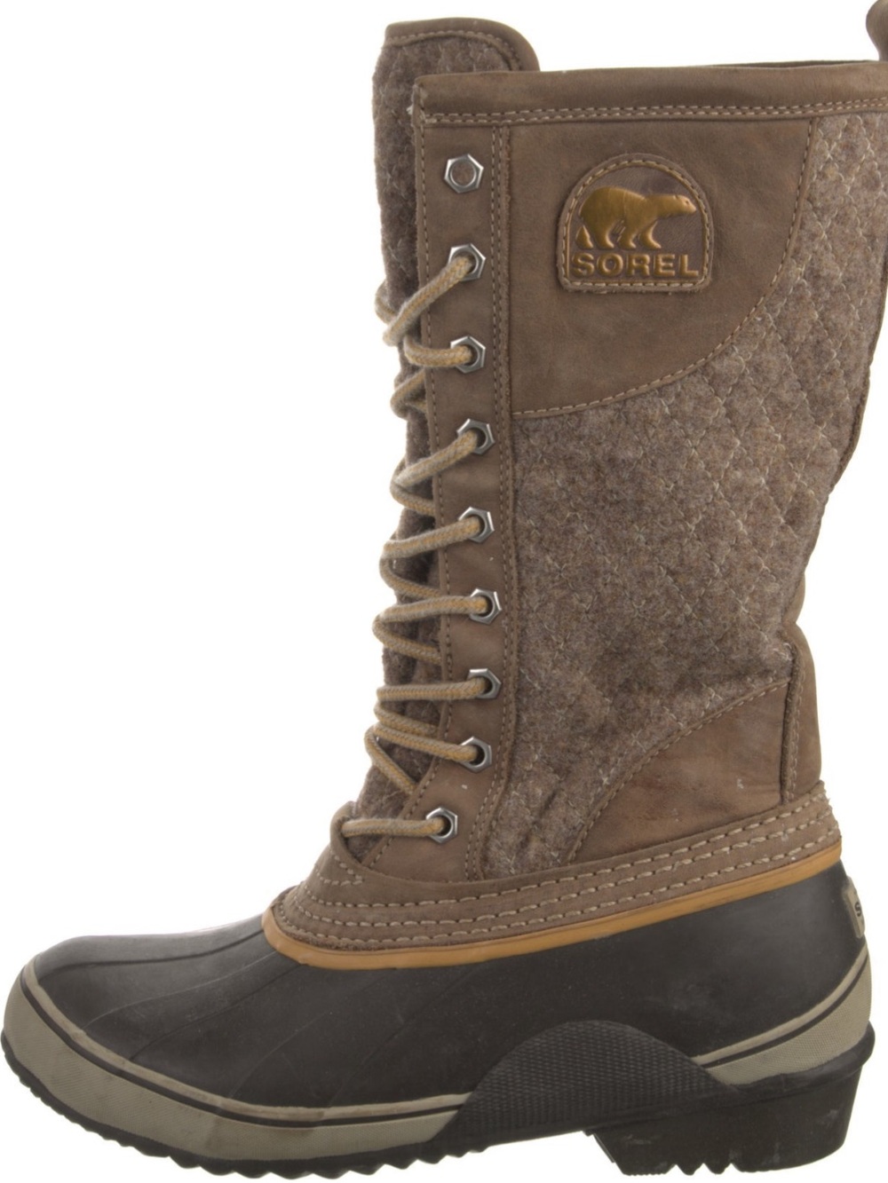 Sorel Women's Brown Quilted Leather Lace-Up Boots